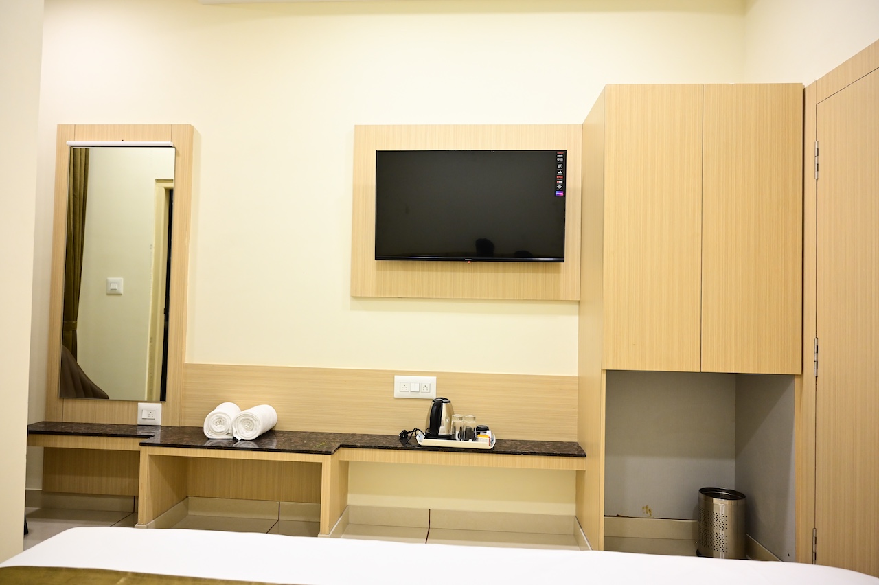 In-room tea and coffee maker amenity at SR Grand Hotel Tumkur — complimentary for all guests